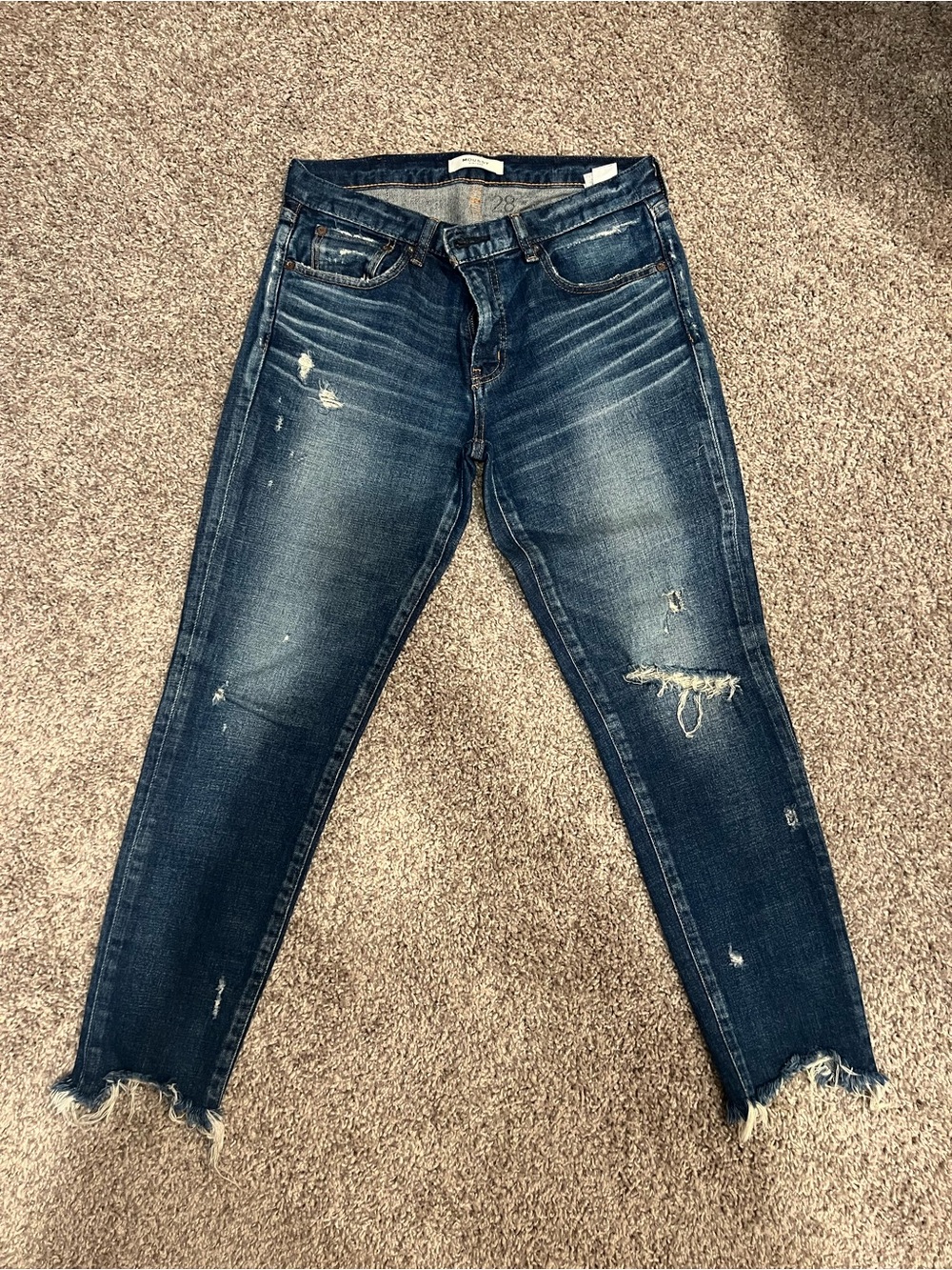 Moussy Dark Blue Distressed Skinny Jeans